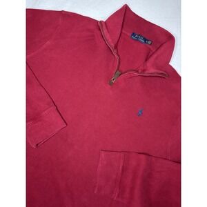 Polo Ralph Lauren 1/4‎ Zip Pullover Sweater Sweatshirt Men's Size XL Red Stretch